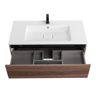 База под раковину Cezares подвесная с одним выкатным ящиком, Орех Дымчатый, 996x476x300, SLIDER-1000-1C-SO-NA-P